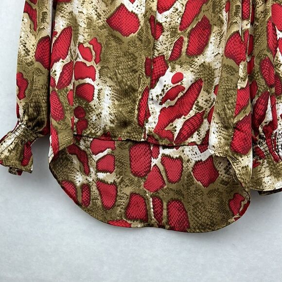 PATRIZIA LUCA Snake Print Long Sleeve Blouse In Red Sz XS - Picture 6 of 9